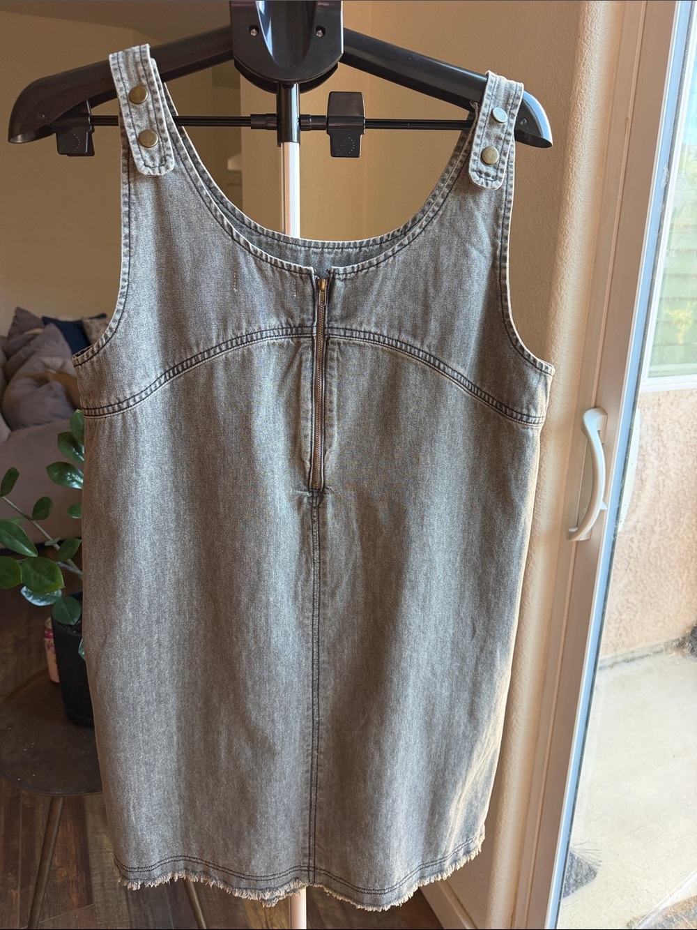 NATURAL LIFE Washed Gray Denim Shift Dress - Picture 7 of 9